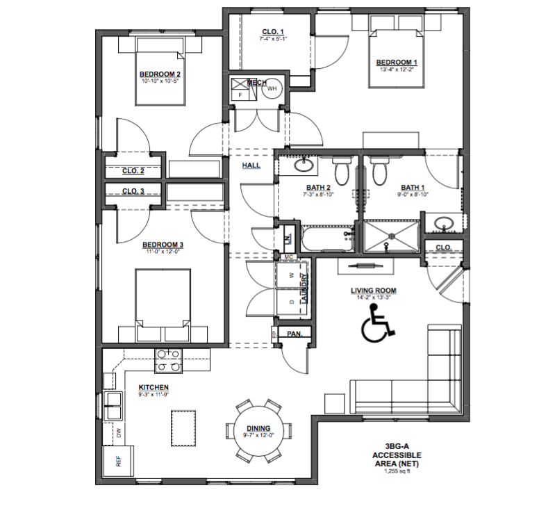 Three Bedroom Garden Floor Plan 7